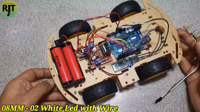arduino bluetooth controlled robot car with front, back, parking light, horn & speed controller | смотреть онлайн