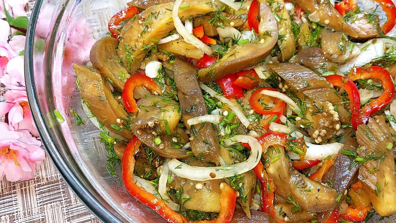 Супер закуска из баклажанов. Чем дольше стоит, тем вкуснее! Очень вкусный салат из баклажан. смотреть онлайн