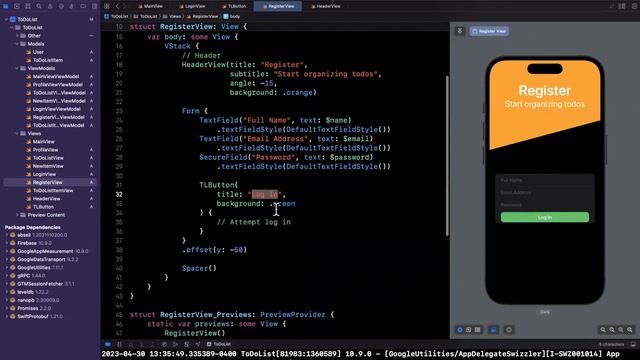 Lesson 4: Register View – SwiftUI To Do List смотреть онлайн