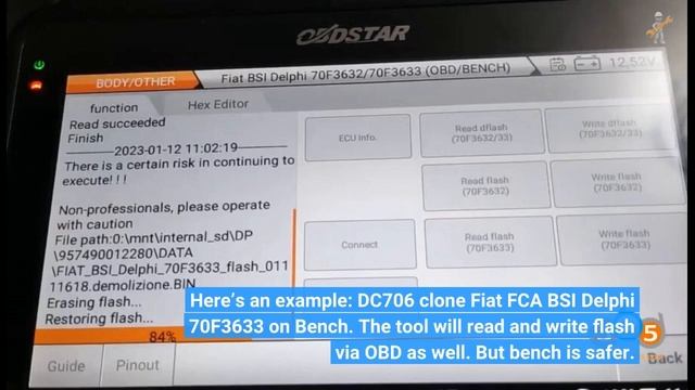 OBDSTAR DC706 Clone BSI FCA DELPHI 70F3633 On BENCH