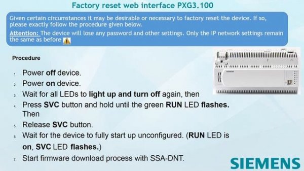 Siemens Web Interface PXG3 W100