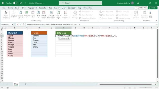 Compare Two Range in Excel and List the Differences | Vivekananda Sinha | Video 271 смотреть онлайн