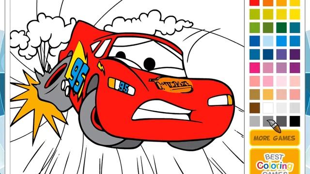 Cars / Lighting McQueen Flat Tire Coloring Games смотреть онлайн