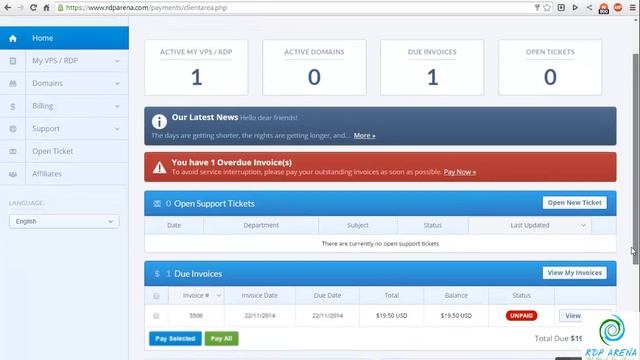 RDP Arena - How to View/Pay Invoices & Renew RDP/VPS ( RDPArena.com ) смотреть онлайн