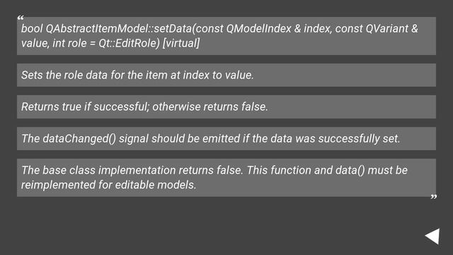 Qt : setData method in a QAbstractItemModel смотреть онлайн