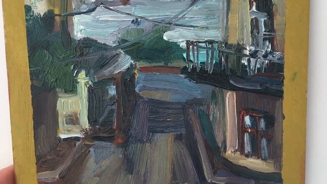 Painting Vyborg street. Oil on primed cardboard. Картина Выборгская улочка.Масло на картоне. смотреть онлайн