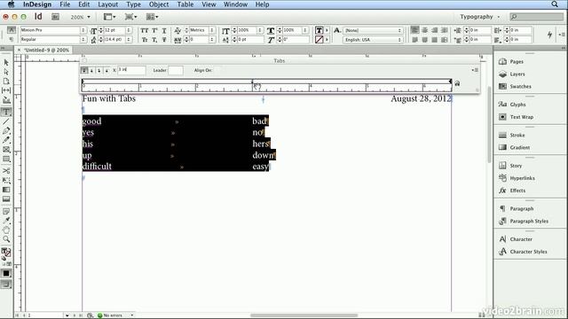 Adobe Indesign CS6 Tutorial - 37 Setting Tabs смотреть онлайн