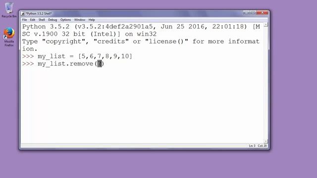 How to remove object from list in Python - example with list of integers. remove() method смотреть онлайн