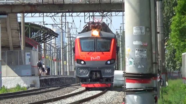 Электровоз ЭП20-066 со скорым дневным поездом №48 "Москва - Муром" 5 вагонный состав! смотреть онлайн