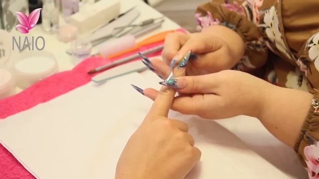 Encapsulated Butterfly Stiletto Acrylic Nail Tutorial Video by Naio Nails смотреть онлайн