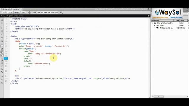 How to Find Day using PHP Switch Case | eWaySol смотреть онлайн