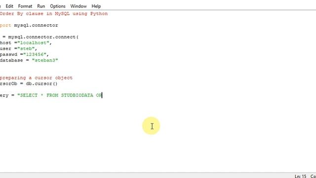 Order By clause in MySQL using Python смотреть онлайн