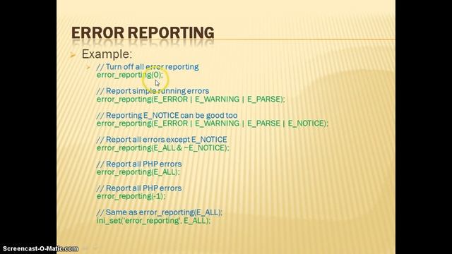 PHP Tutorial - Error_reporting смотреть онлайн