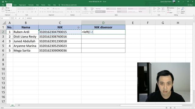 Cara Sensor Digit Terakhir NIK atau Nomor HP di Excel - Tutorial Excel Pemula - ignasiusryan смотреть онлайн