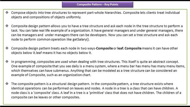 Composite Design Pattern - KeyPoints смотреть онлайн