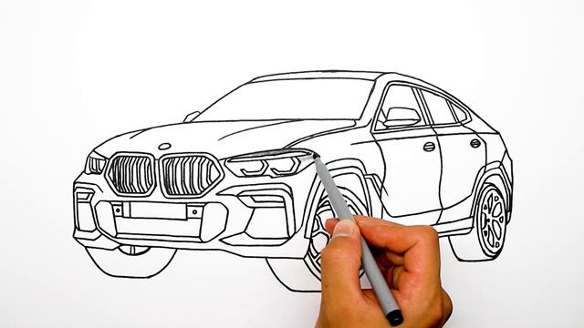 How to draw a car - BMW X6 - Step by step смотреть онлайн
