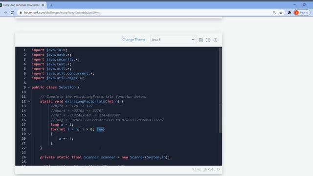 Hackerrank Extra Long Factorials (Big Integer) смотреть онлайн