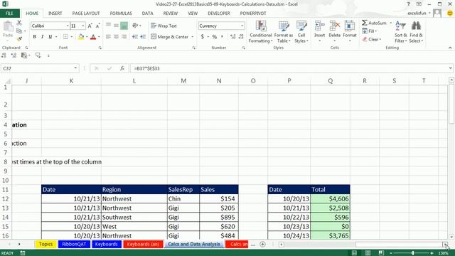 Office 2013 Class #25: Excel Basics 07: What Excel Does: Calculations and Data Analysis смотреть онлайн