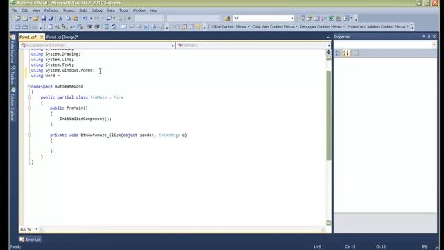 Visual C# Tutorial-How To Automate Word смотреть онлайн