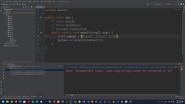 Java Darslari #14 dars 1-qism Javada Arraylar haqida va ular ustida amallar смотреть онлайн
