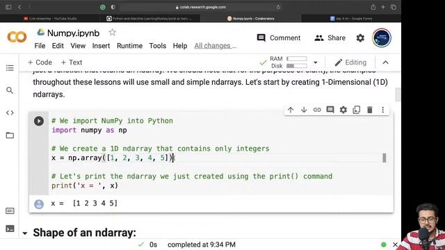 PYTHON AND MACHINE LEARNING : Day -4 (Numpy ) смотреть онлайн