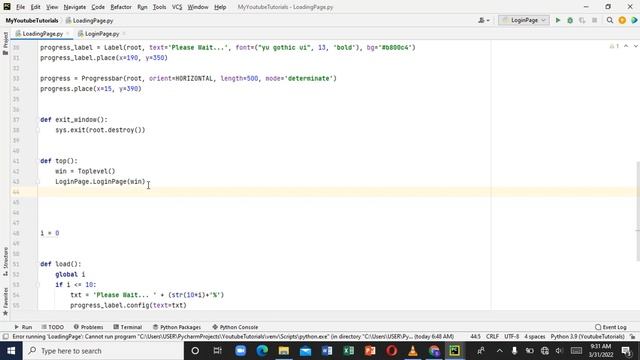 Link Loading Page with Progress Bar to Login Page in Python Tkinter смотреть онлайн