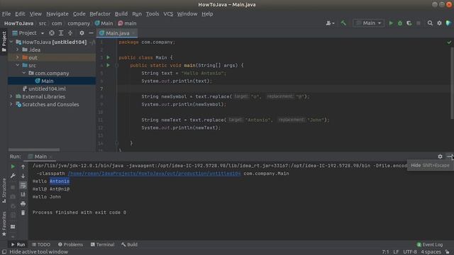 Java: repleace in string смотреть онлайн