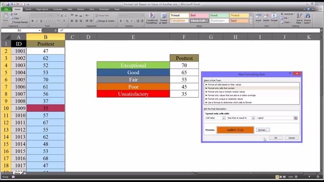 Fomat Cell Based on Value of Another Cell in Excel смотреть онлайн