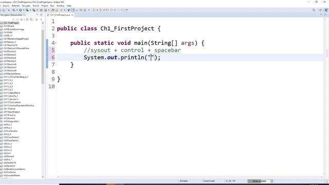 JAVA, CH 1 , INTRODUCTION, shortcut key for System.out.println смотреть онлайн