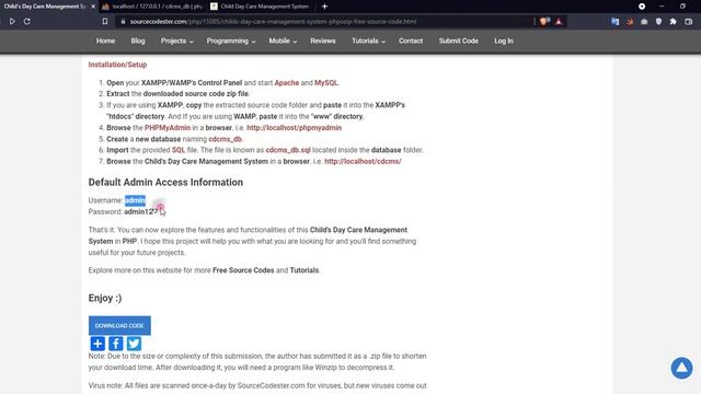Child's Day Care Management System in PHP DEMO смотреть онлайн