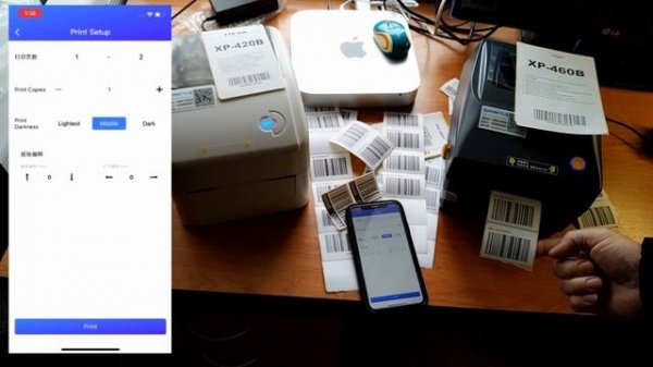 Xprinter XP-420B/XP-460B печать с iPhone по Bluetooth и WiFi шаблонов PDF Wildberries 58*40