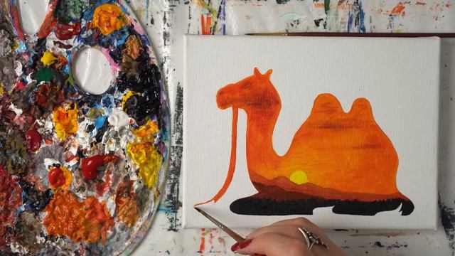 Multiple Exposure of the Camel and the Desert - Acrylic painting / Homemade Illustration (4k) смотреть онлайн