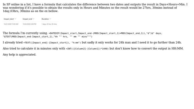 Sharepoint: Calculate the difference between two dates in hours and minutes смотреть онлайн