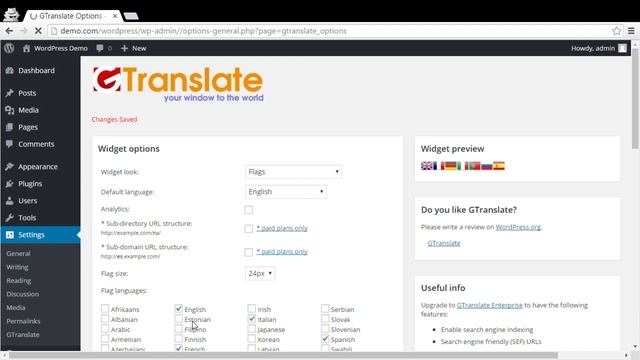 GTranslate - Google Translate for Wordpress Demo смотреть онлайн