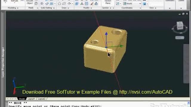 AutoCAD 3D - Move Command - for versions 2009, 2010, 2011, 2012, 2013 & 2014 смотреть онлайн