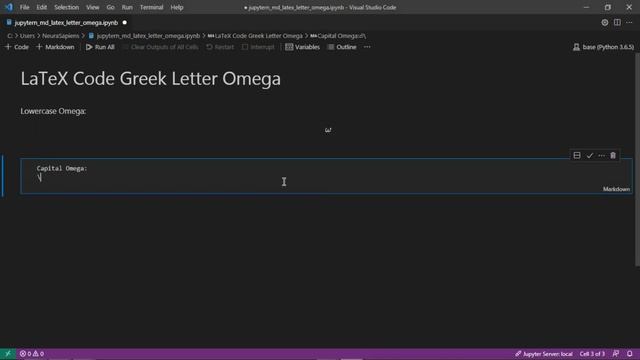 Jupyter Notebook | Markdown | LaTeX | How to Show Greek Letter Omega Using LaTeX Code смотреть онлайн
