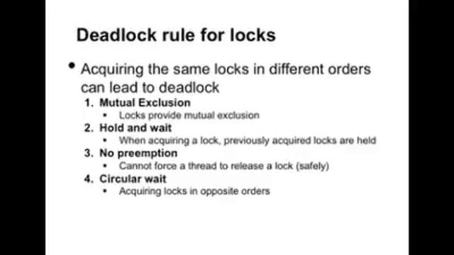 Lecture 4, unit 2: conditions for deadlock смотреть онлайн