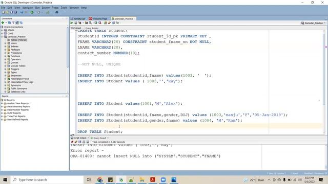SQL Constraint: Primary key, Foreign key, Unique key, Not null, Check. смотреть онлайн