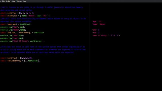 Destructuring and Spread Operator смотреть онлайн