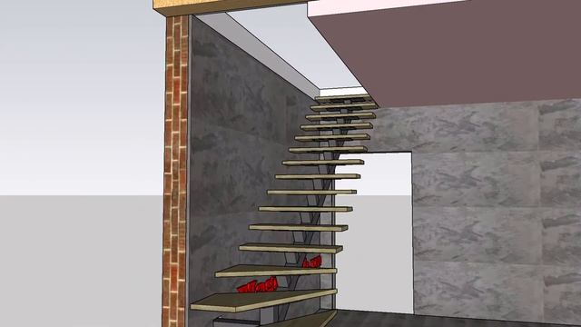 Эскиз лестницы на центральном косоуре. смотреть онлайн