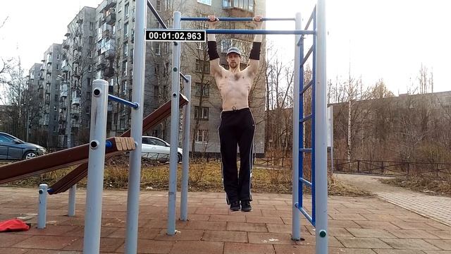 Вертикальный вис на двух прямых руках верхним хватом. Упражнение на турнике с собственным весом 82к смотреть онлайн