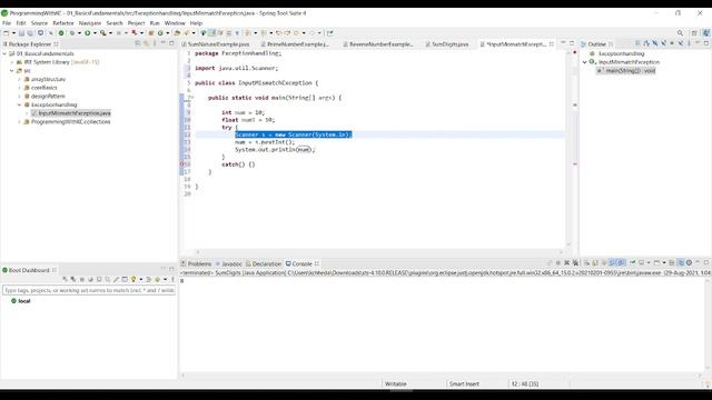 Exception handling InputMismatchException try catch how to handle excepiton Core Java for beginners смотреть онлайн