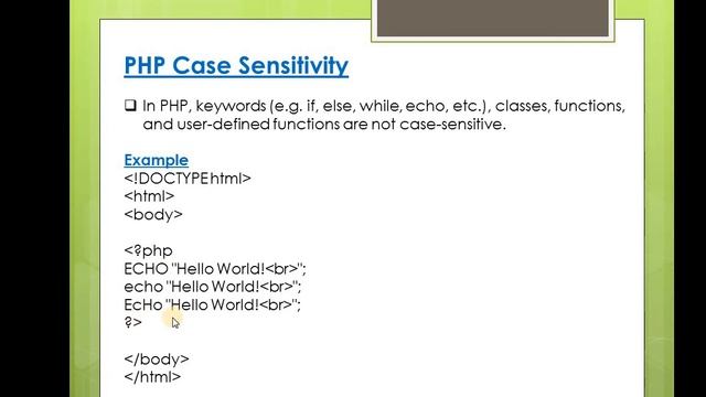 PHP case sensitivity || PHP TUTORIAL 5 смотреть онлайн
