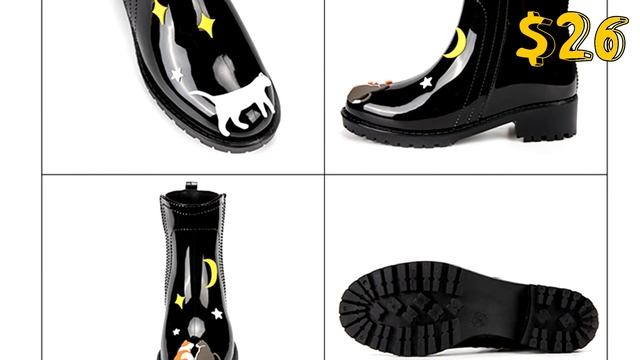 Женская обувь с Aliexpress - Резиновые сапоги с прикольными принтами смотреть онлайн