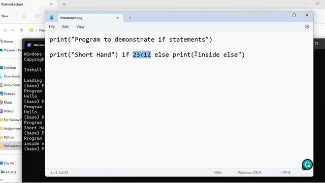 Python Lecture 44: Shorthand If-else statement in python (in Hindi) смотреть онлайн