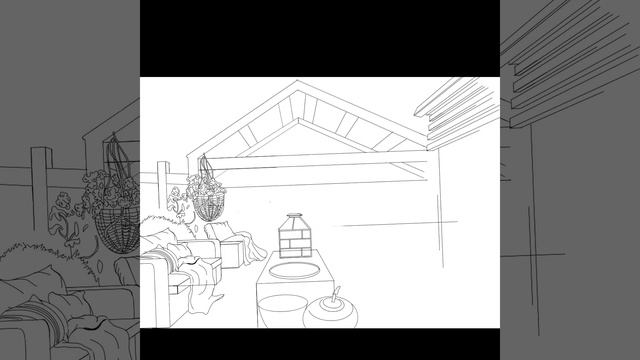 One point perspective of interior sketch on procreate❤️ смотреть онлайн