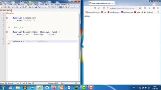 PHP 11-online dars (Function-Funksiya) смотреть онлайн