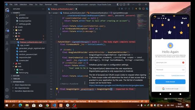 Best Way to implement GoogleSignUp Method or Google Authentication using firebase and Flutter. смотреть онлайн