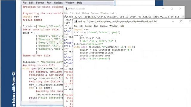 CSV FILE HANDLING [PART - III] |WRITER WRITEROW WRITEROWS| CBSE CLASS 12 PYTHON|CS| IP| IN ENGLISH смотреть онлайн