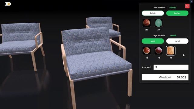 chair product 3d configurator with react three fiber смотреть онлайн